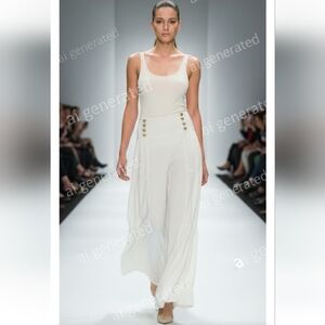 Anandas High-Waist Wide-Leg Pants - Cream